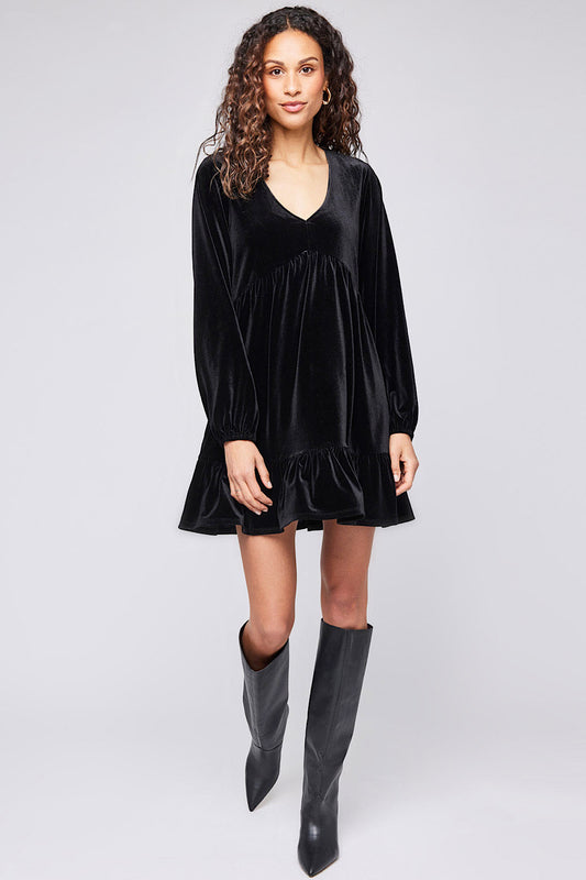 PHILLIPA VELVET DRESS IN BLACK