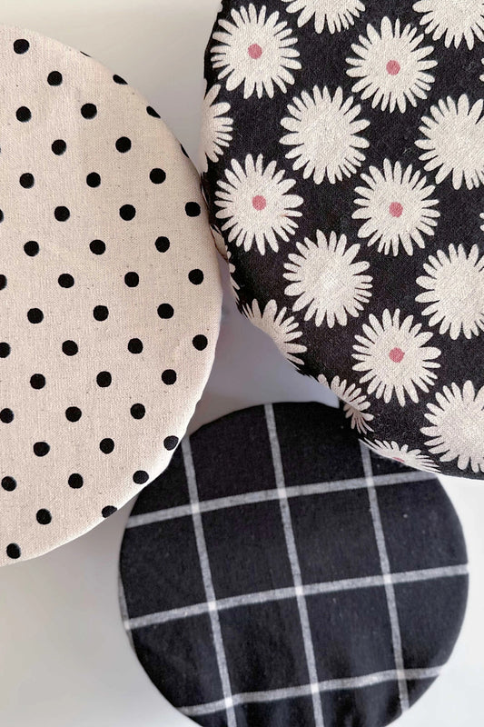 BLACK PATTERN BOWL COVERS SET OF 3