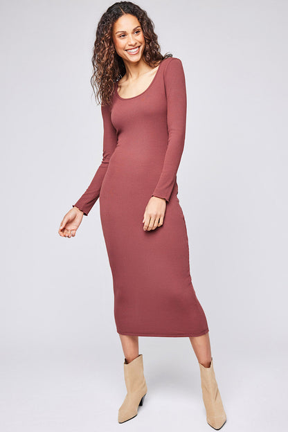 BREA KNIT MIDI DRESS IN CINNAMON