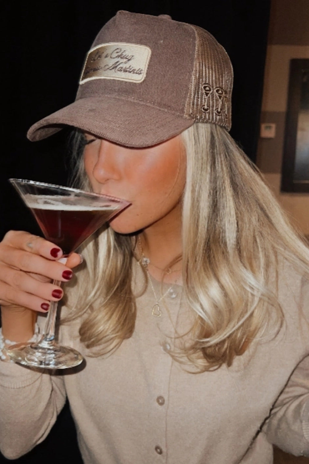 ESPRESSO MARTINIS CORDUROY TRUCKER HAT