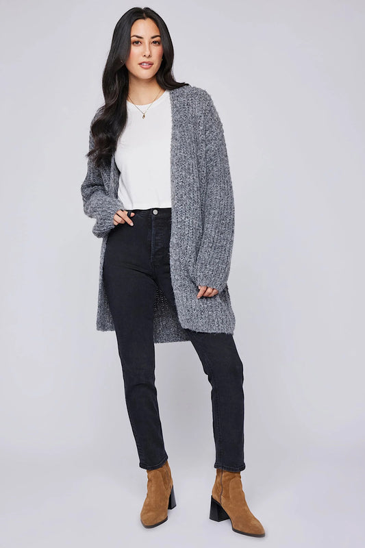 ENID CARDIGAN IN HEATHER CHARCOAL