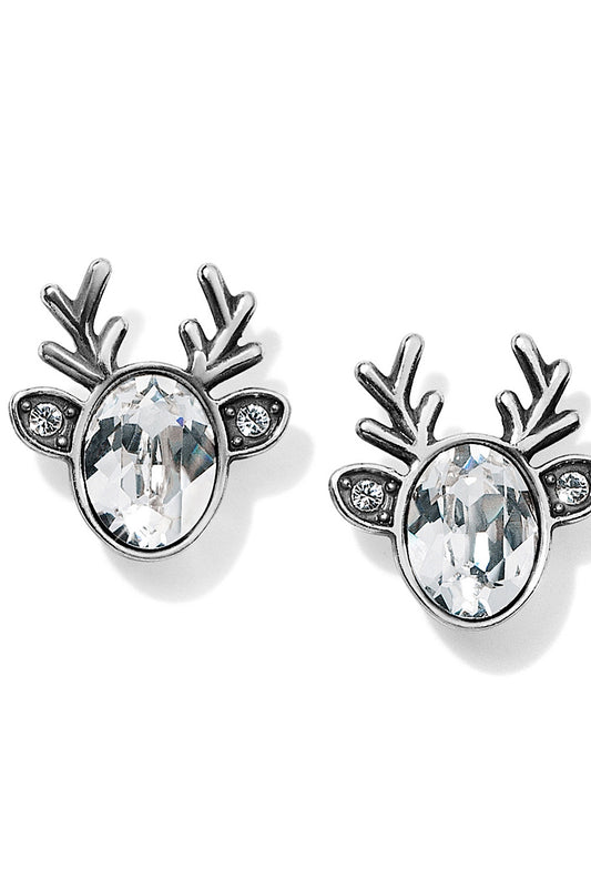 REINDEER GLITZ MINI POST EARRINGS IN SILVER