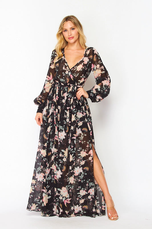 BLACK FLORAL MAXI DRESS