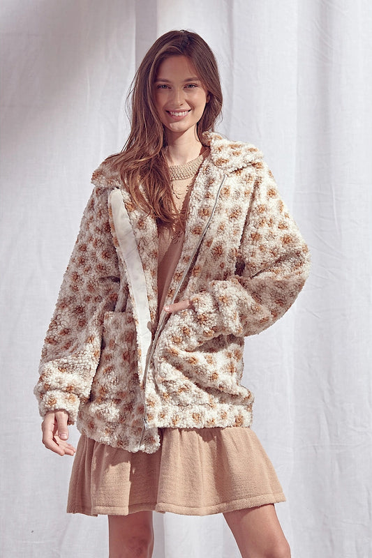 LEOPARD TEDDY SHERPA JACKET