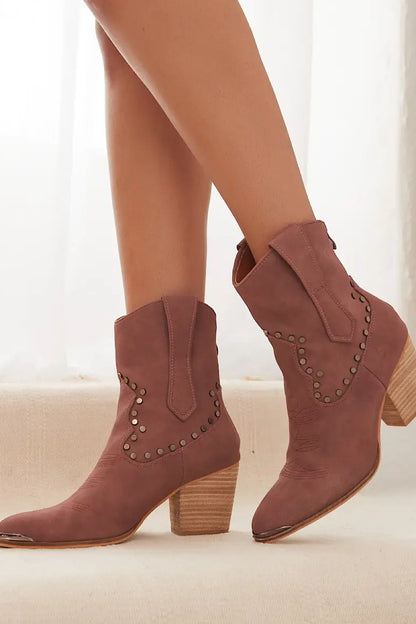 DUSTY ROSE STUDDED COWBOY BOOTS