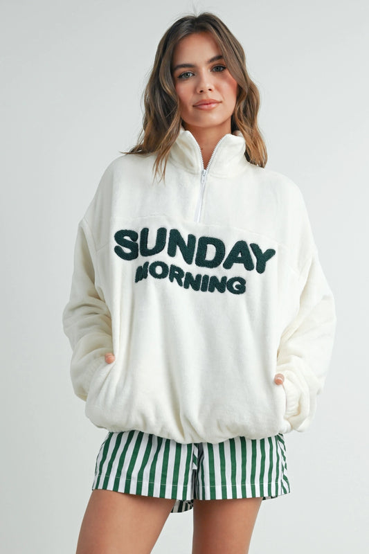 SUNDAY MORNING COZY HALF ZIP PULLOVER