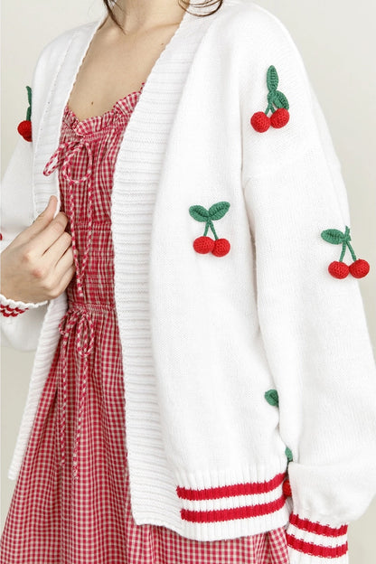 OVERSIZED CHERRY CROCHET CARDIGAN