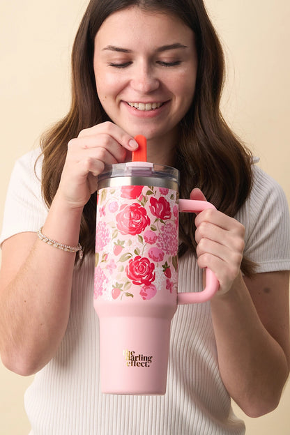 40oz FLIP STRAW TUMBLER IN ROSE GARDEN