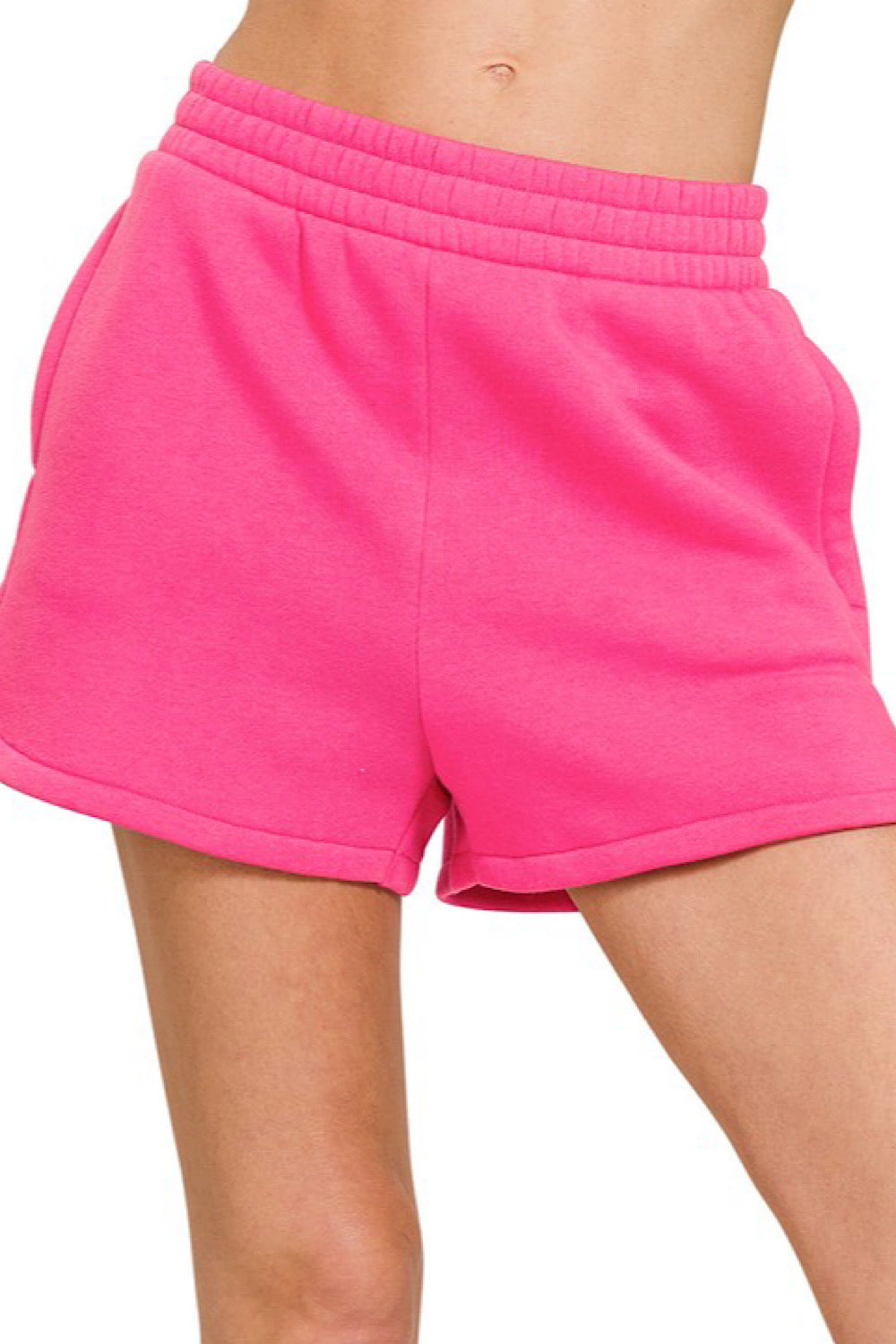 COMFY COZY SHORTS IN HEATHERED HOT PINK