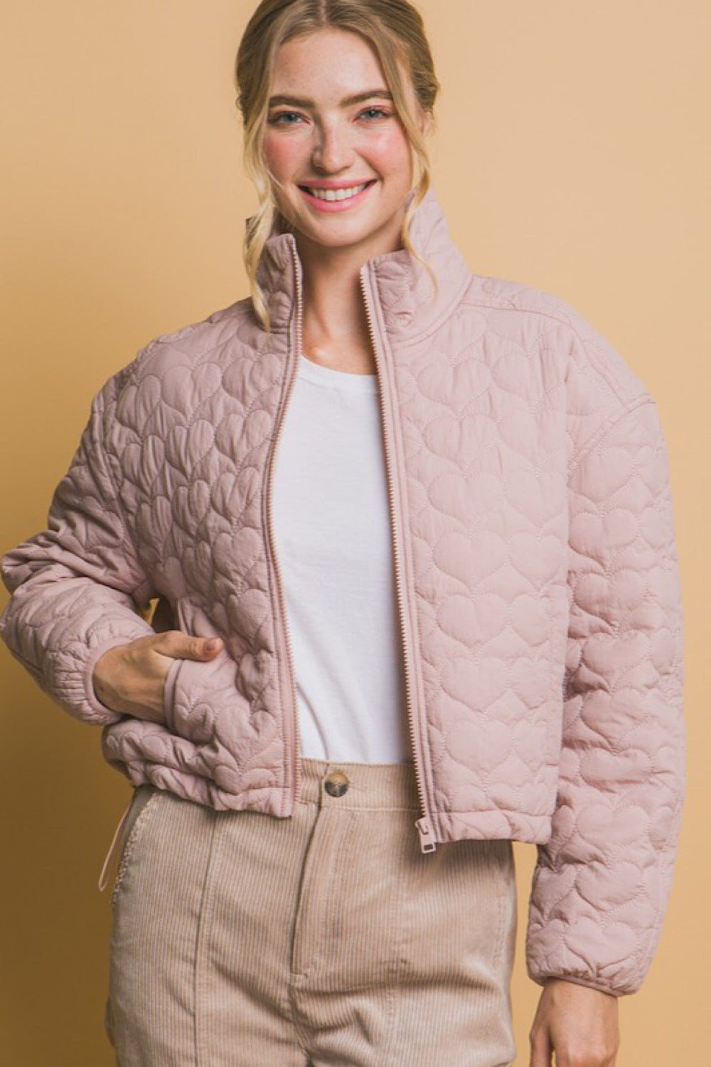 HEART STITCHED QUILTED JACKET