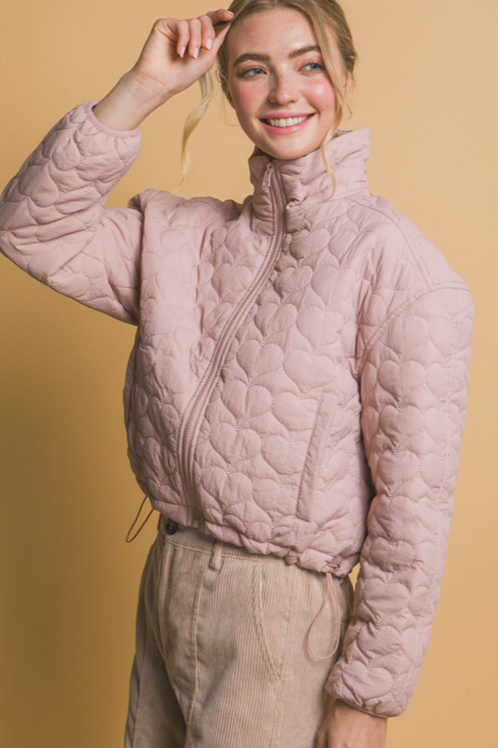 HEART STITCHED QUILTED JACKET