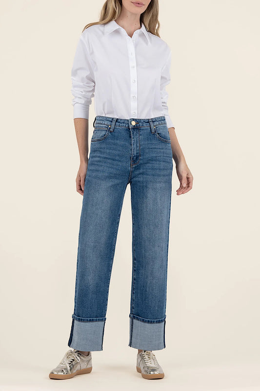 SIENNA HIGH RISE ROLL UP JEAN IN ALERT