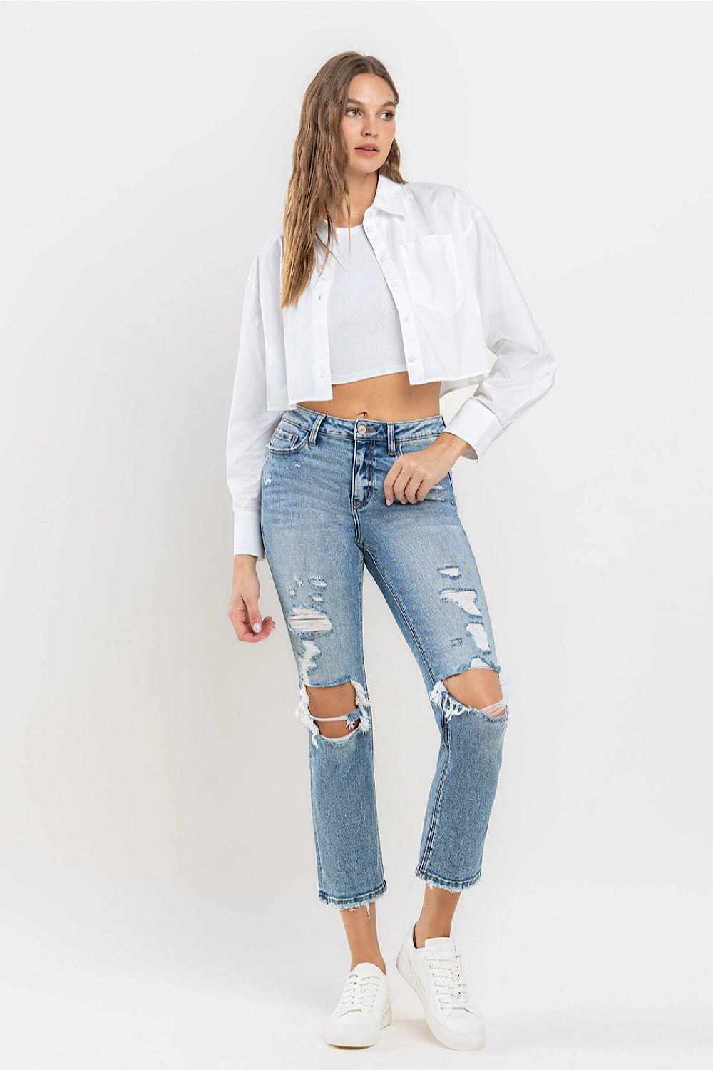 HIGH RISE SLIM STRAIGHT JEANS IN IDOLIZED