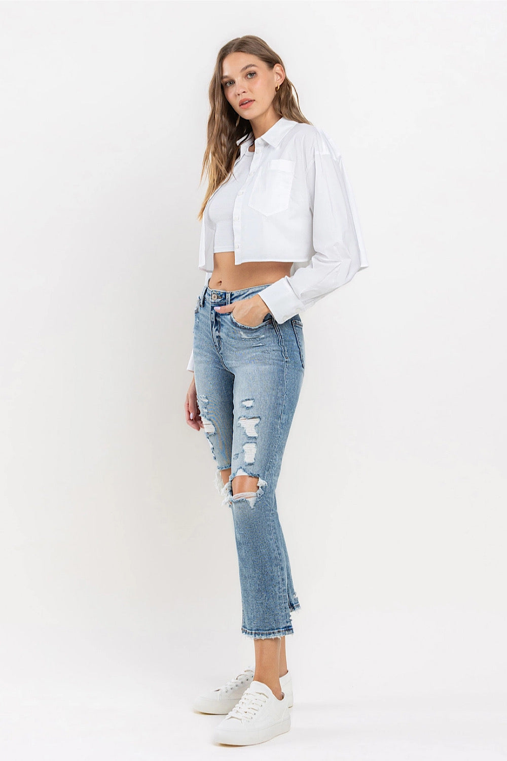 HIGH RISE SLIM STRAIGHT JEANS IN IDOLIZED