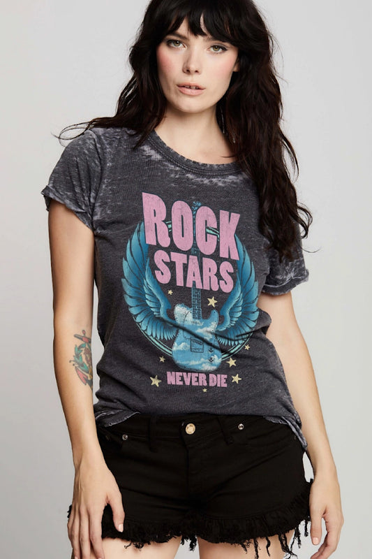 ROCK STARS NEVER DIE BURNOUT GRAPHIC TEE