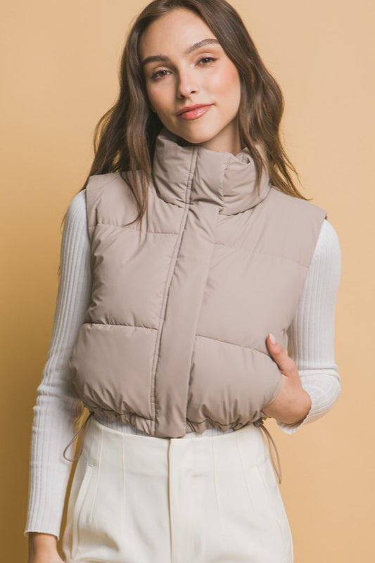 HAVEN PUFFER VEST IN TAUPE