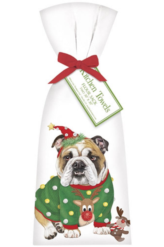 BULLDOG IN SWEATER TOWEL SET