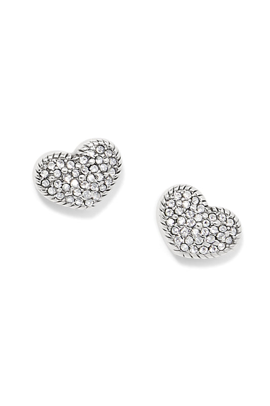 ILLUMINA CELESTE POST HEART EARRINGS IN SILVER