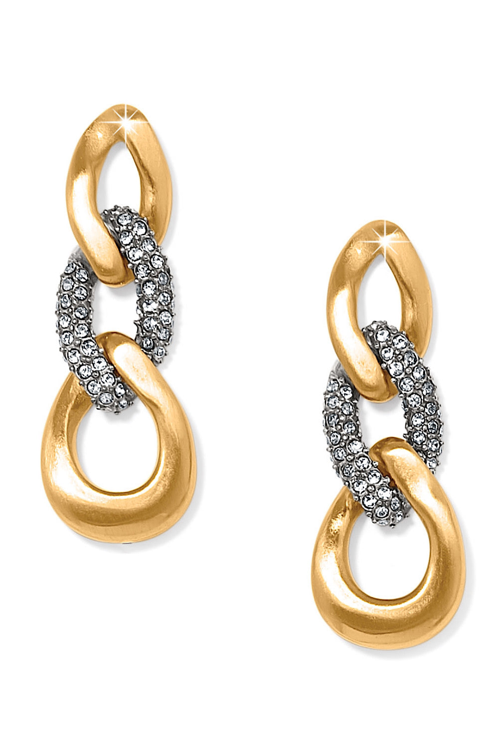 CLEO PAVE LINK POST DROP EARRINGS IN GOLD